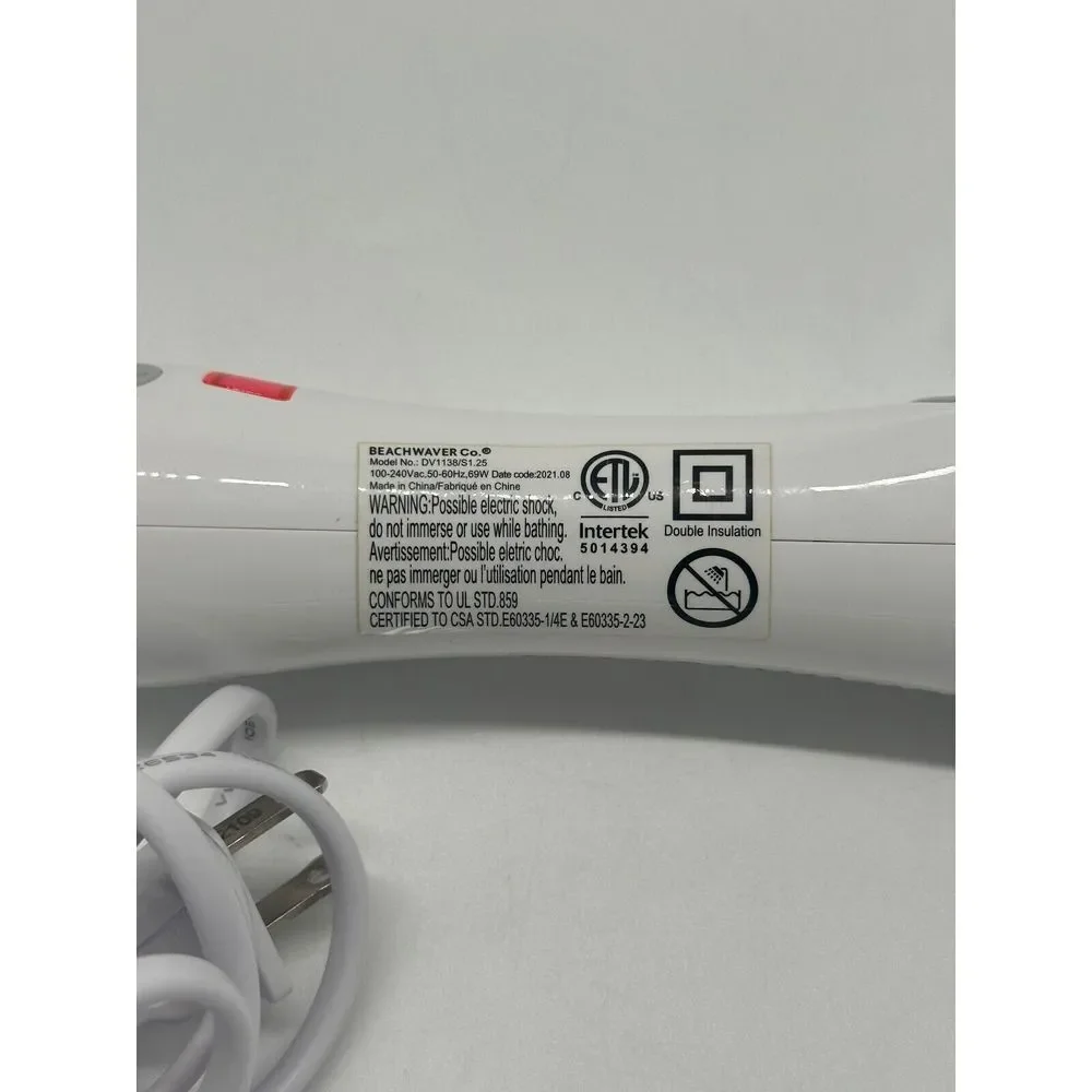BeachWaver S1.25 Rotating‎ Curling Iron White/Gray Dual Voltage 100-240V Ceramic